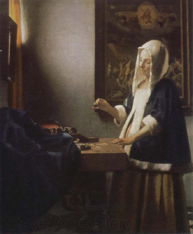 Jan Vermeer woman holding a balance Norge oil painting art
